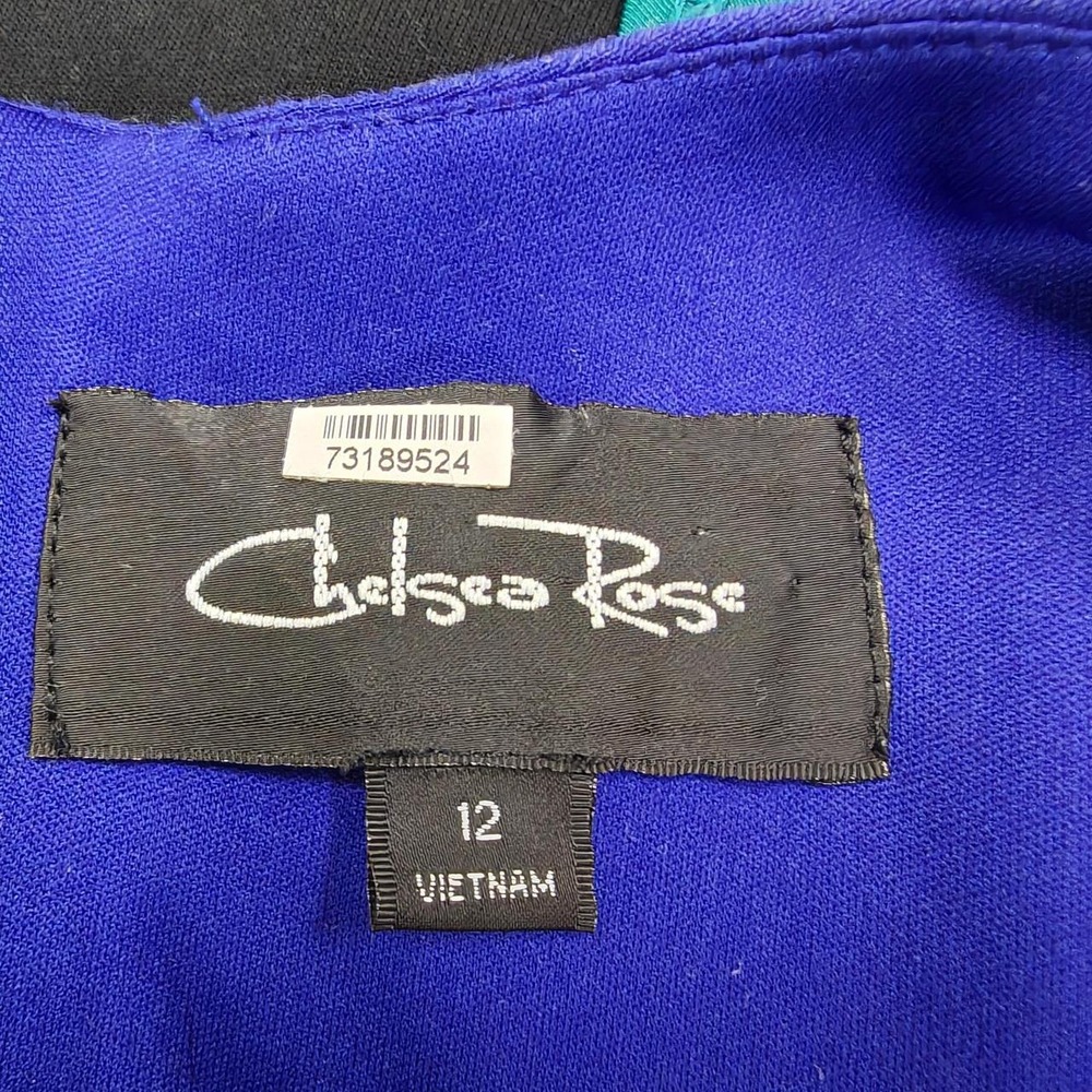 Chelsea Rose Blue Sheath Dress Pleated Neck Ruched Waist Formal Size 12
